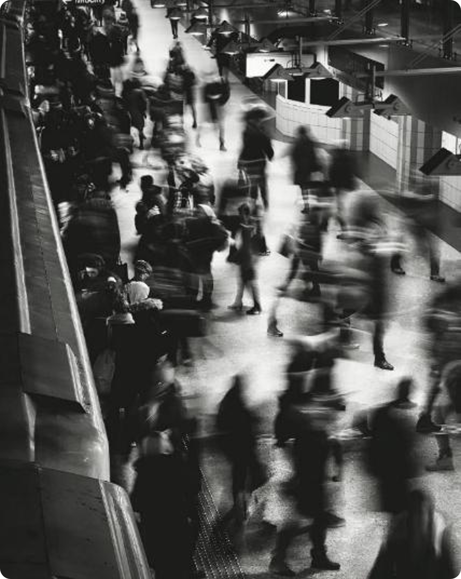 People moving through a public space